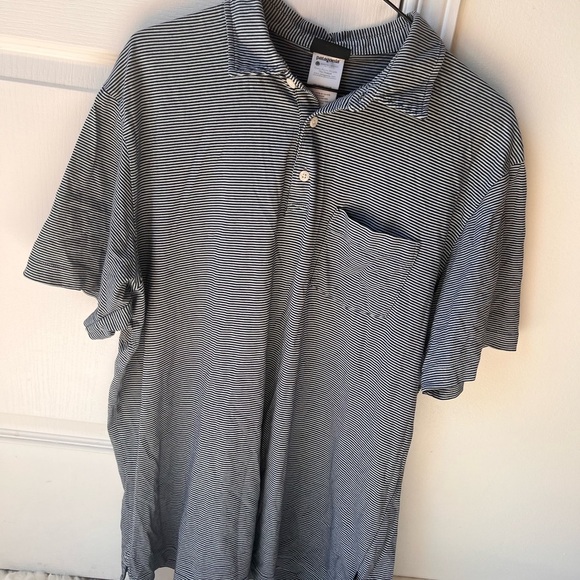 Patagonia Polo Shirt Organic Cotton Navy White Stripes Size: L - Picture 2 of 5